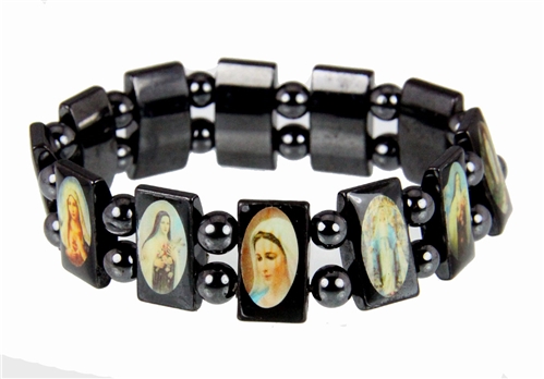 Catholica Shop I Catholic Religious Bracelets with Assorted Colorful Images  of Catholic Saints I Stretchable Bracelet I Catholic