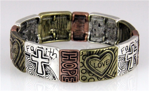 4030577 Christian Hearts Crosses Faith Hope Love Stretch Bracelet ...