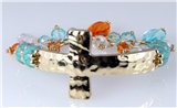 4030804 Beaded Cross Stretch Bracelet with Chain Christian Religious Fashion