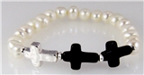 4030835 Beaded Cross Stretch Bracelet Christian Fashion Jewelry