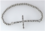 4031001 Silver Plated Beaded Stretch Cross Bracelet Christian Religious Desig...