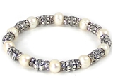 4031430 Beaded Fashion Stretch Bracelet Simulated Pearls & Rhinestones