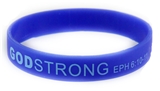 8030007 Set of 3 Blue with Light Blue Adult Imprinted Godstrong Silicone Band...